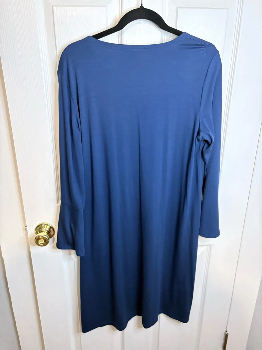 Eileen Fisher Blue Lyocell Jersey Swing Dress Bell Sleeve Dress Large - Picture 6 of 8